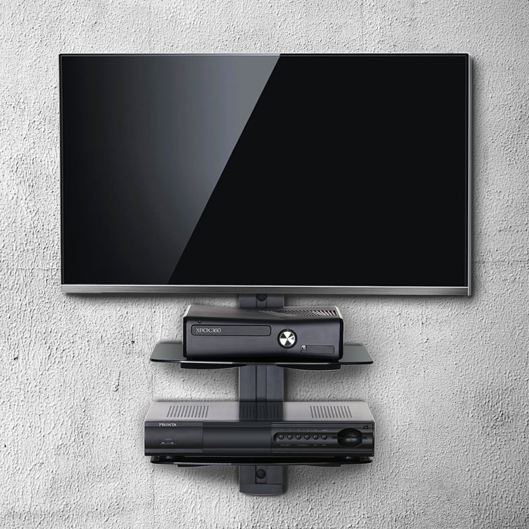 FITUEYES 2 Tiers Av Shelf Wall Mount Shelf Black Bracket Stand For AV ...